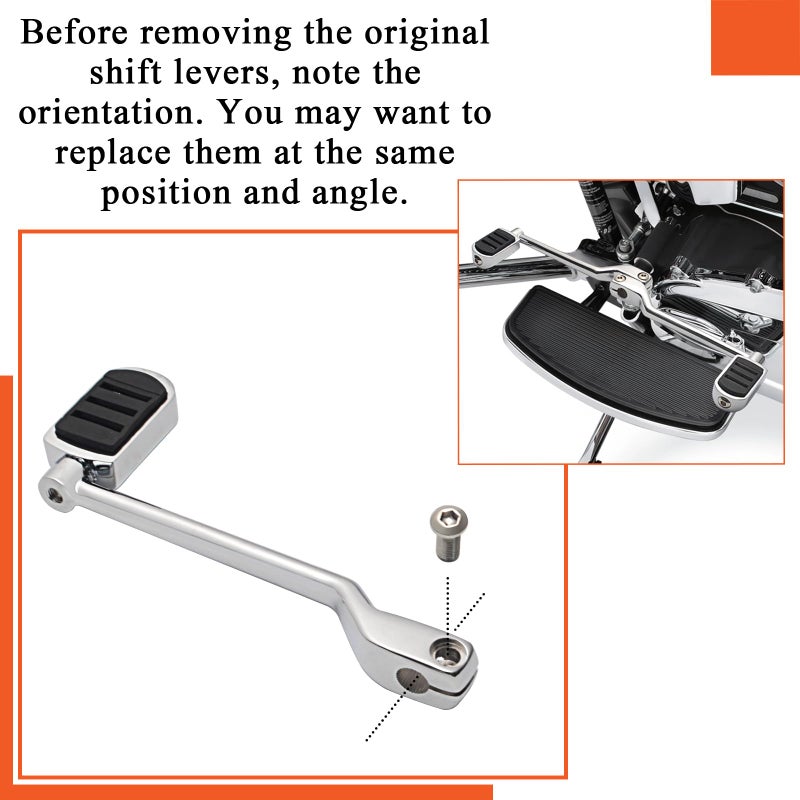 FOVPLUE Heel Shifter Lever w/Shift peg  Rear Shifter Peg for Harley 1986-2017 FL Softail  1988-Later Touring CVO Road Glide Street Glide Electra Glide Road King and 2008-Later Trike  Chrome#2 - Image 4